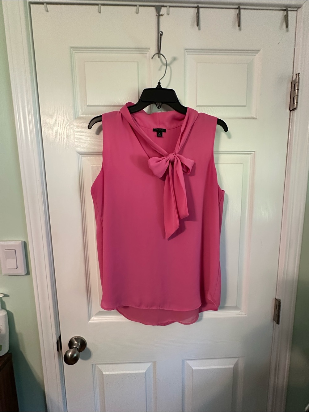 Ann Taylor Pink Sleeveless Bow Tie Top